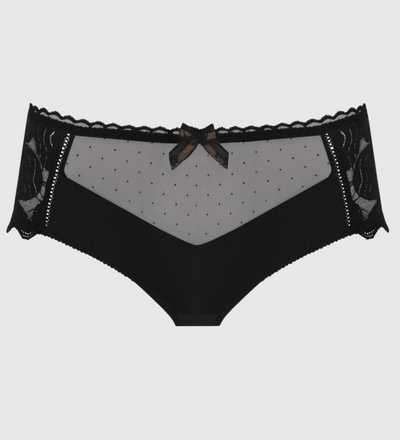 The Empreinte Grace Full Brief has a timeless style with a glamorous edge.  Exquisite embroidered lace accents this brief that exudes femininity.  Both the front and back are opaque, only a sheer inset is on the top by the waistband.  This brief cut creates a flattering silhouette for all women.