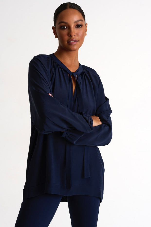 Silk Blouse - 52421-62-550 02 / 550 Navy / 100% SILK