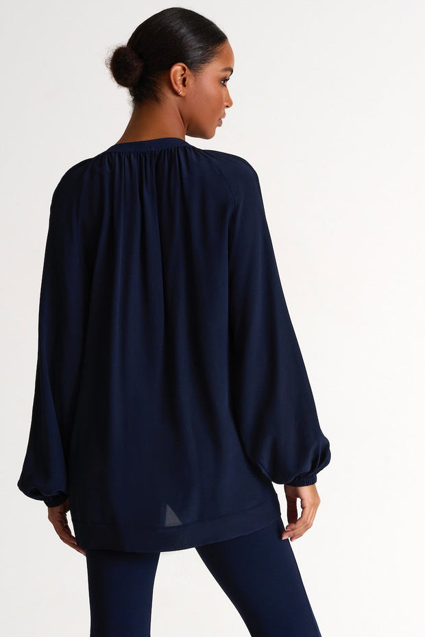 Silk Blouse - 52421-62-550 02 / 550 Navy / 100% SILK