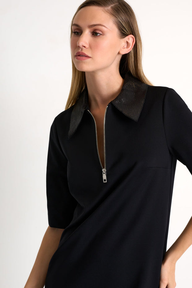 SHAN Half-Zip Sequin-Collar Dress - 52487-65-800