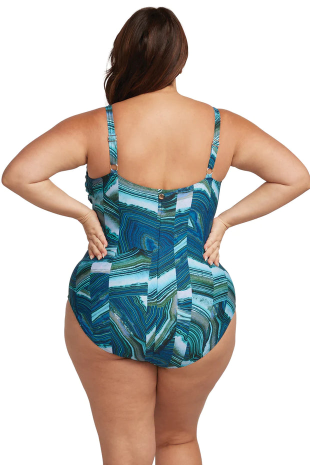Liberty Fabric One-Piece Swimsuit - EMMA ENFANT - IMP BLEU VERT - ETAM