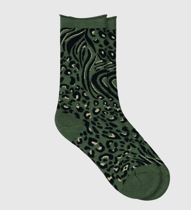 BLEUFORET Ankle Sock - Grey Animal Print
