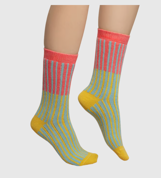BLEUFORET Wool Mid-high Striped Sock