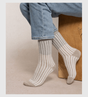 BLEUFORET Wool Mid-high Striped Sock