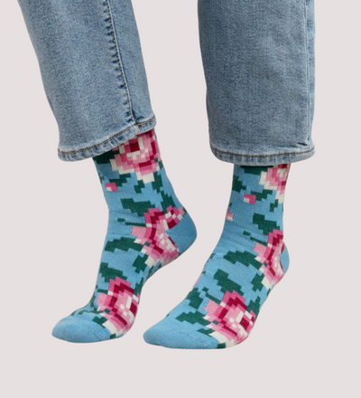 BLEUFORET Pixel Flower Cashmere & Wool Socks