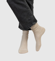 BLEUFORET Ribbed Lurex Socks - Sable