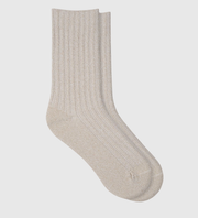 BLEUFORET Ribbed Lurex Socks - Sable