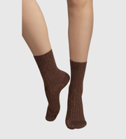 BLEUFORET Ribbed Lurex Socks - Marron