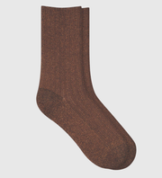 BLEUFORET Ribbed Lurex Socks - Marron