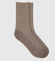 BLEUFORET Ribbed Lurex Socks - Taupe