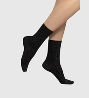 BLEUFORET Ribbed Lurex Socks - Black