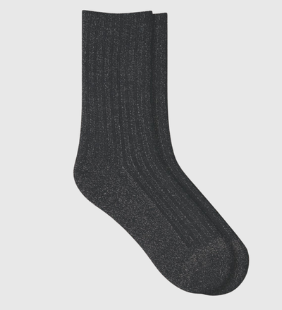 BLEUFORET Ribbed Lurex Socks - Black