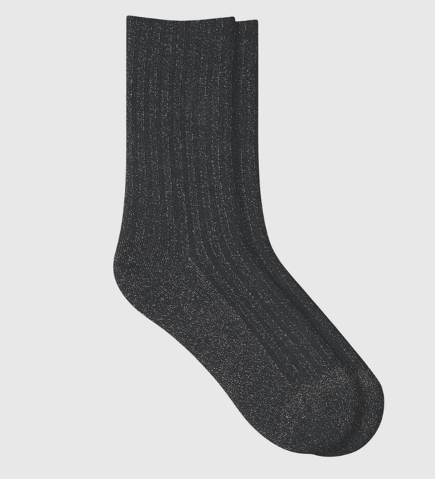 BLEUFORET Ribbed Lurex Socks - Black