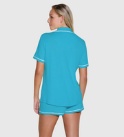 COSABELLA Bella Short Sleeve Top & Boxer Pajama Set - Turquoise