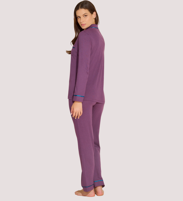 COSABELLA Bella Long Sleeve Top Pant Pajama Set Purple