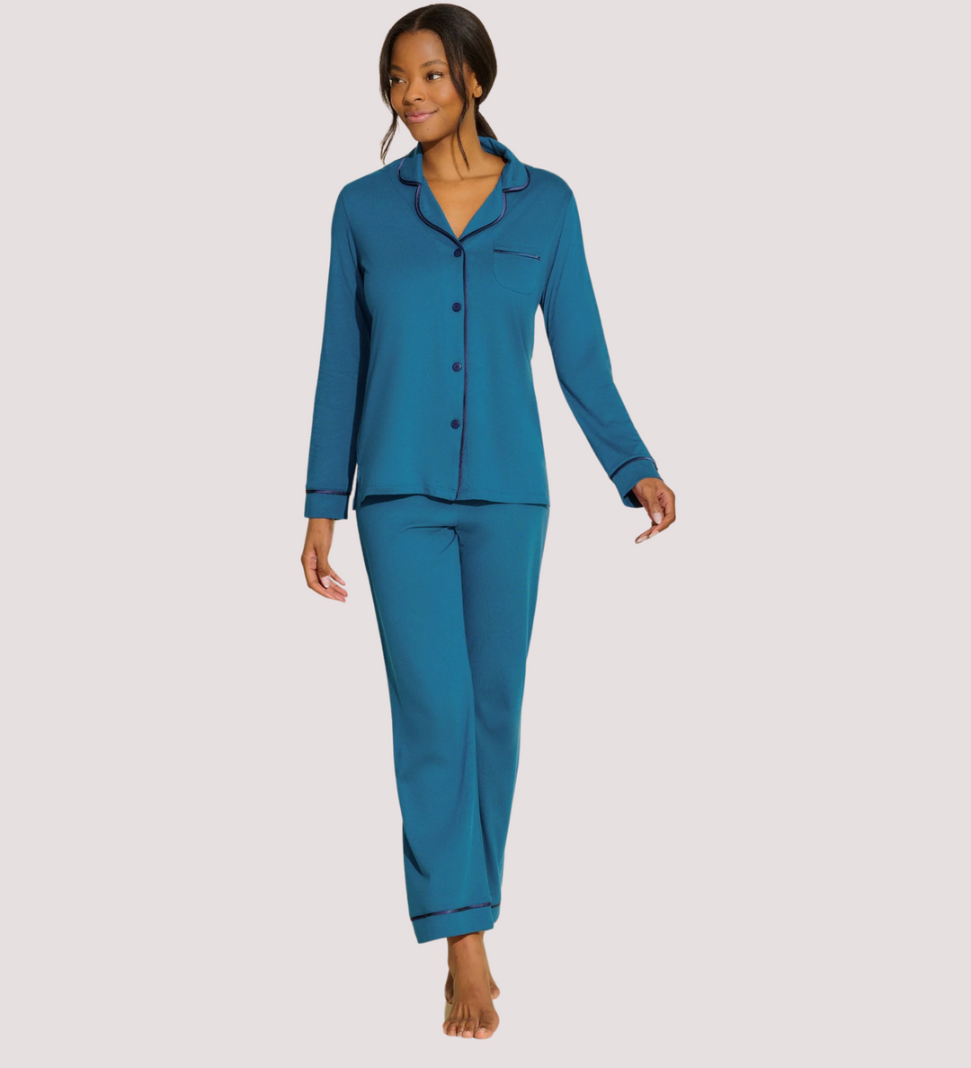 COSABELLA Bella Long Sleeve Top Pant Pajama Set Turquoise