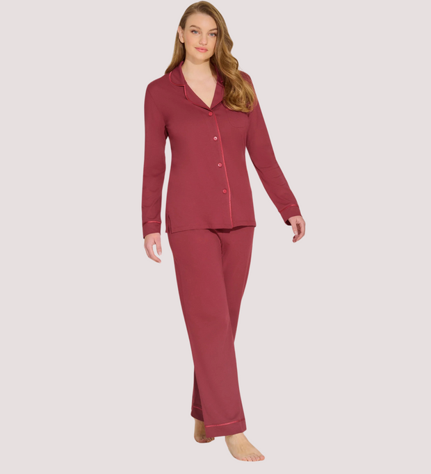 COSABELLA Bella Long Sleeve Top Pant Pajama Set Wine