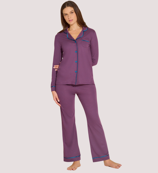 COSABELLA Bella Long Sleeve Top Pant Pajama Set Purple