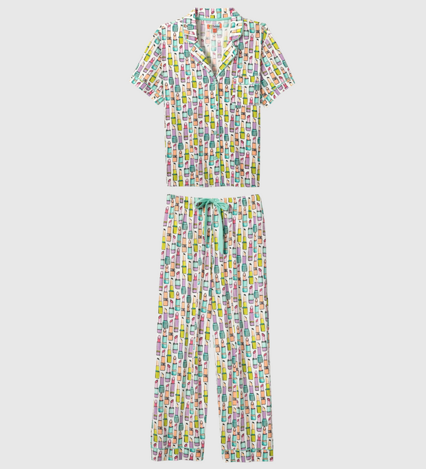 PJ SALVAGE Whimsy Butter Jersey Cropped PJ Set - LIPSTICK