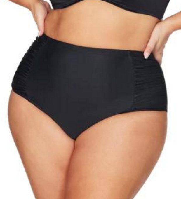 luvamia Women's High Waisted Swim Bottom Women Elastic Ruched Bikini  Tankini Swimsuit Briefs Size XL Fit Size 16 Size 18 