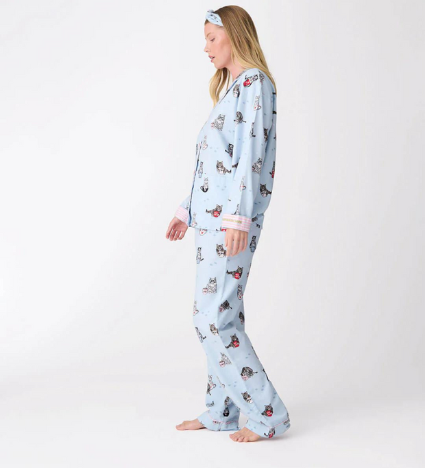 PJ SALVAGE Coffee & Cat Naps Flannel PJ Set