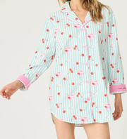 PJ SALVAGE Flannel Ma Cherie Cherry Print Night Shirt