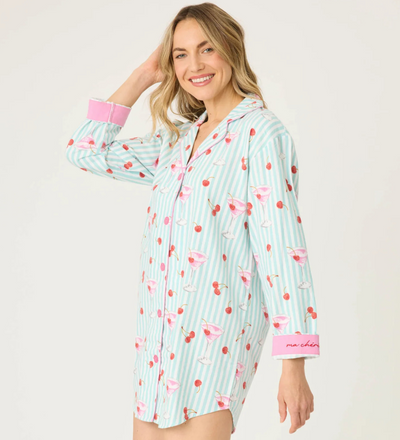 PJ SALVAGE Flannel Ma Cherie Cherry Print Night Shirt