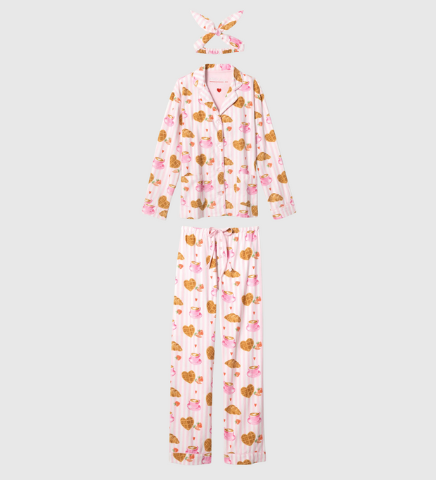 PJ SALVAGE Flannel Brunch Club Breakfast Print PJ Set