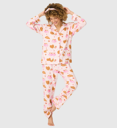 PJ SALVAGE Flannel Brunch Club Breakfast Print PJ Set