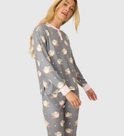 PJ SALVAGE Love You A Latte Coffee Print PJ Set