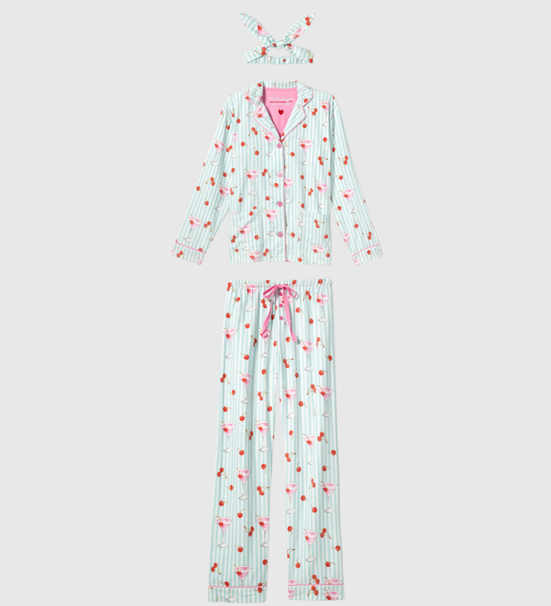 PJ SALVAGE Ma Cherie Cherry Print 3-Piece Flannel PJ Set