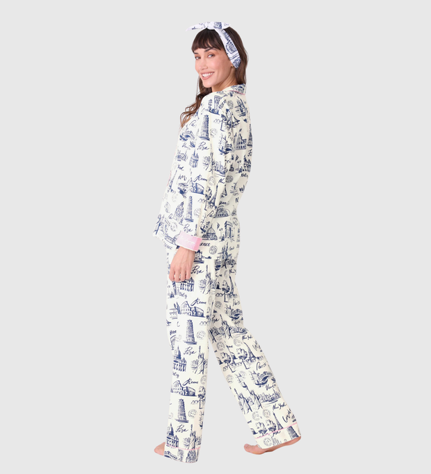 PJ SALVAGE Bon Voyage 3-Piece Flannel PJ Set