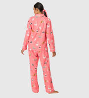 PJ SALVAGE Let's Get Fizzical 3-Piece Flannel PJ Set - Dark Coral