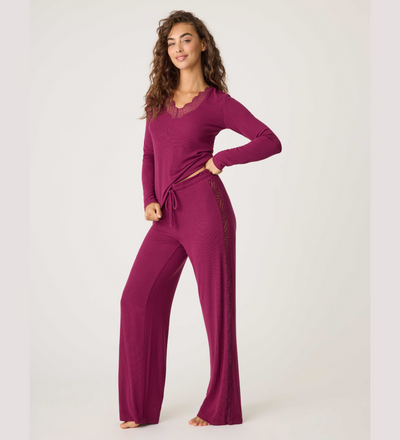 PJ SALVAGE Lacey Basics Modal PJ Set - Bordeaux