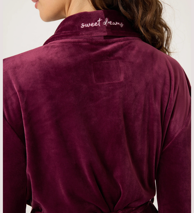 PJ SALVAGE Velvety Velour Robe - Bordeaux