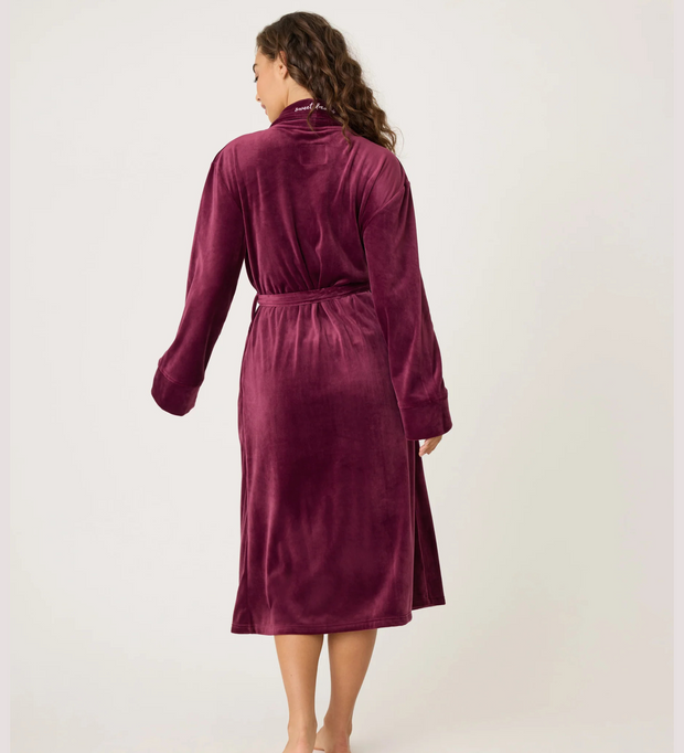 PJ SALVAGE Velvety Velour Robe - Bordeaux