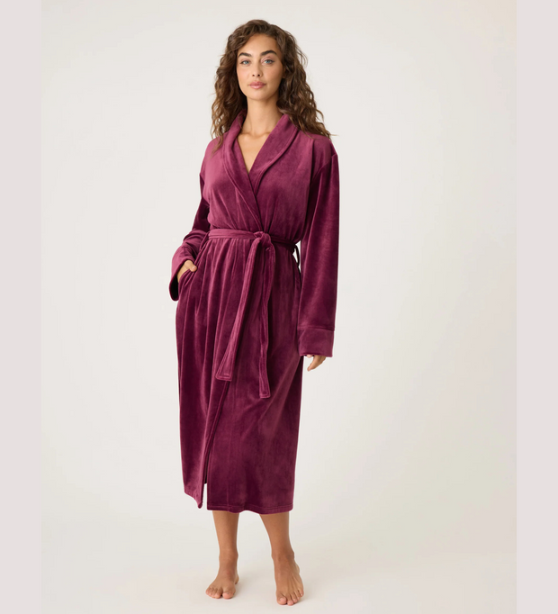 PJ SALVAGE Velvety Velour Robe - Bordeaux