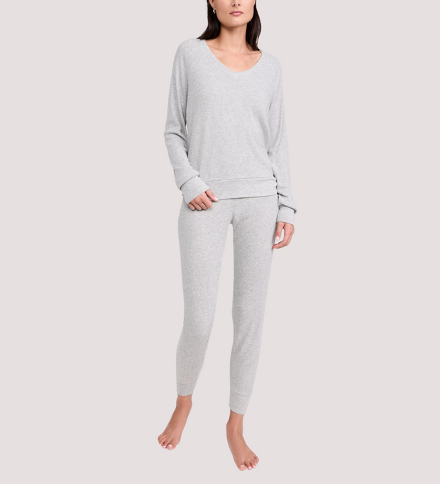 PJ SALVAGE Essentials Ribbed Jersey Lounge/PJ Set - Heather Grey