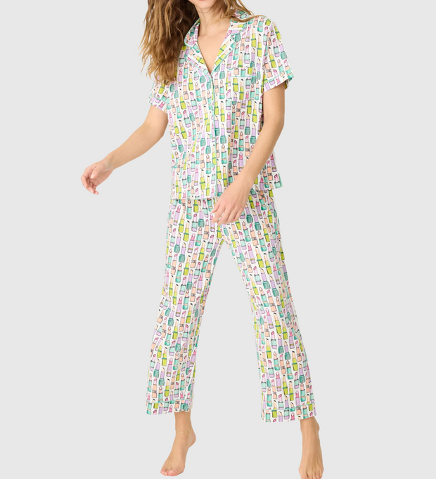 PJ SALVAGE Whimsy Butter Jersey Cropped PJ Set - LIPSTICK