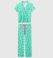 PJ SALVAGE Whimsy Butter Jersey Cropped PJ Set - CATS