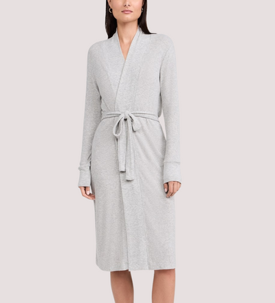 PJ SALVAGE Essentials Ribbed Jersey Robe - Heather Grey