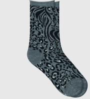 BLEUFORET Ankle Sock - Grey Animal Print