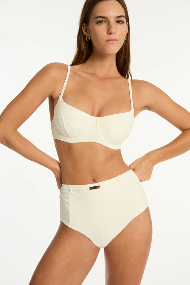 SEA LEVEL Nautique Balconette Bra & High Waist Bottoms Bikini Set - Coconut