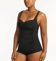 SEA LEVEL Eco Essentials Twist Front Boyleg One Piece - Black