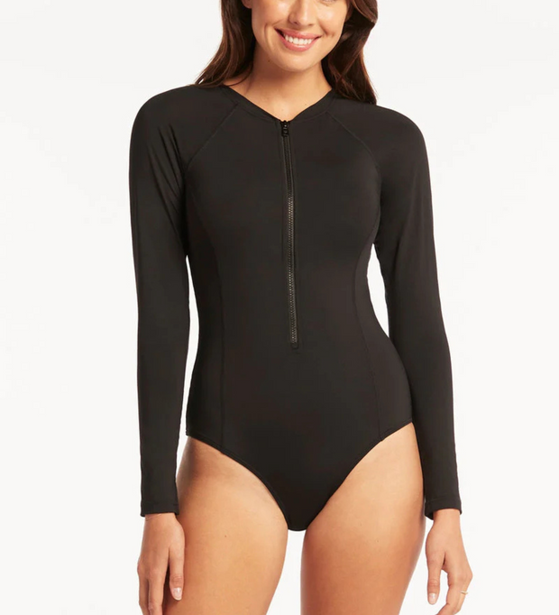 SEA LEVEL Eco Essentials Long Sleeve One Piece - Black