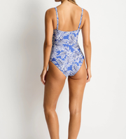 SEA LEVEL Swim Eco Essentials Cross Front Multifit One Piece - Palmera Blue