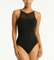 SEA LEVEL Eco Drift Panelled High Neck One Piece