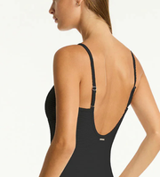 SEA LEVEL Spinnaker Square Neck One Piece - Black