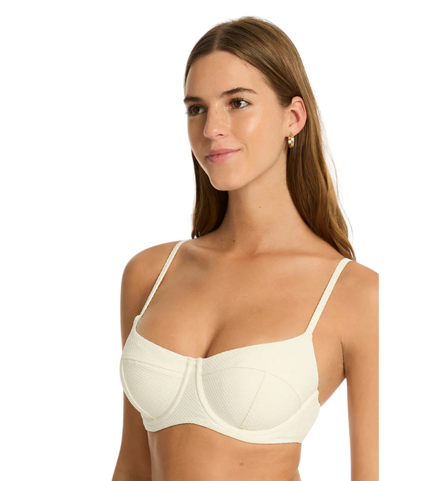 SEA LEVEL Nautique Balconette Bra & High Waist Bottoms Bikini Set - Coconut