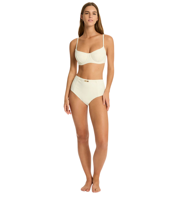 SEA LEVEL Nautique Balconette Bra & High Waist Bottoms Bikini Set - Coconut